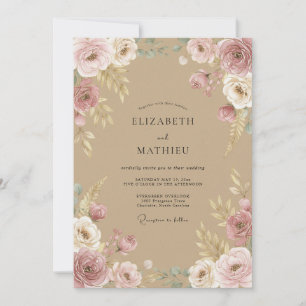 Invitation Mariage Bohème Tan Romantique