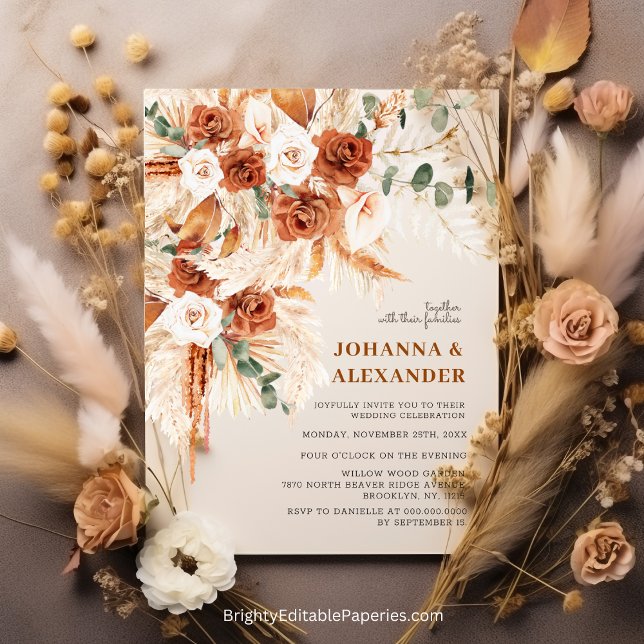 Invitation Mariage Bohème Terracotta Clair et Audacieux (Bright Bold Terracotta Invitations: Perfect for Your Boho Wedding.)
