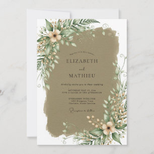 Invitation Mariage Bohème Terrestre Vert Sauge