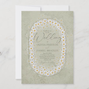 Invitation Mariage Bohème Vert Sauge et Gardenias Blanches