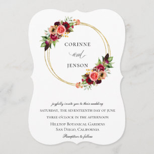 Invitation Mariage Bohemian Blooms Gold Hoops