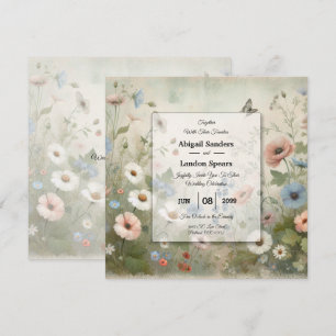 Invitation Mariage Boho Blooms et Serments Vintage