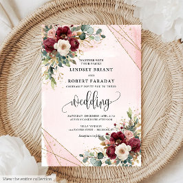 Invitation Mariage Boho Deep Red Gold Blush