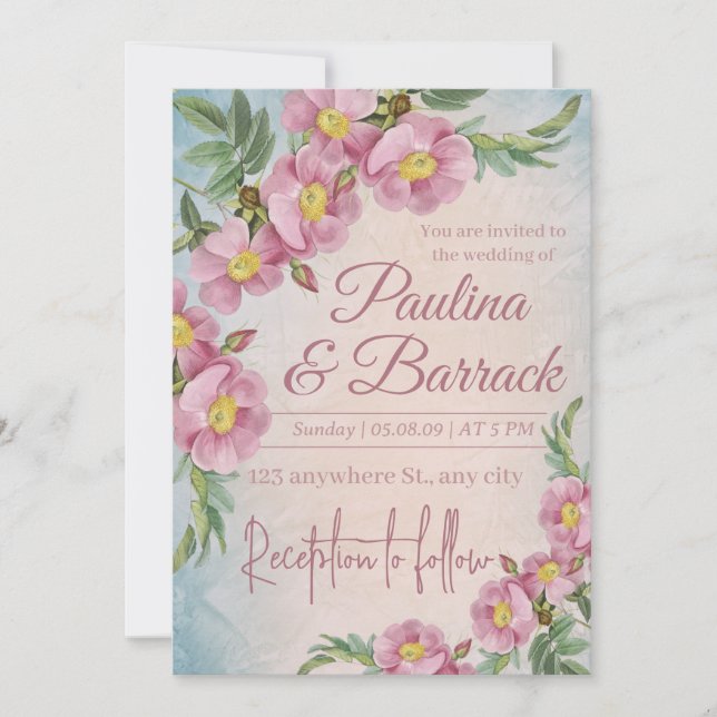 Invitation Mariage Boho en terre cuite et orchidées blanches (Devant)