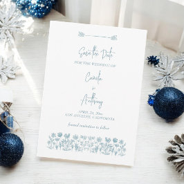 Invitation Mariage Boho Fleur sauvage bleu