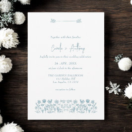 Invitation Mariage Boho Fleur sauvage bleu