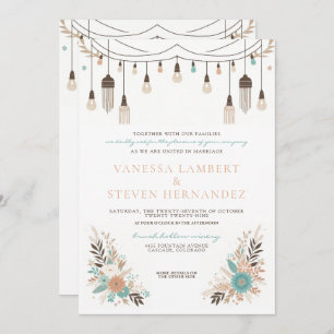 Invitation Mariage Boho Floral Lights