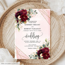 Invitation Mariage Boho Marsala Gold Blush