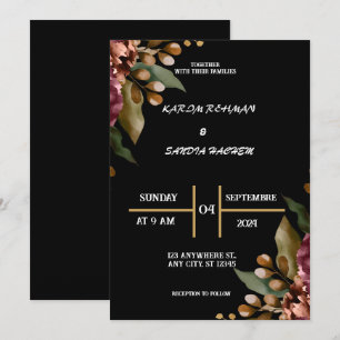 Invitation Mariage Boho moderne de la Bourgogne noire et de l