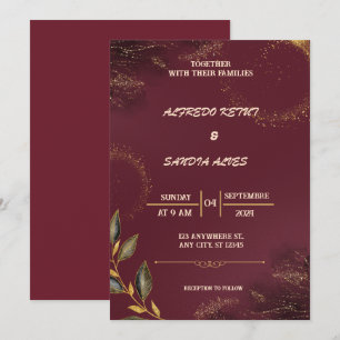 Invitation Mariage Boho moderne de la Bourgogne noire et de l