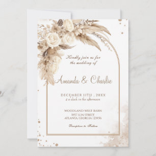 Invitation Mariage Boho Pampas Grass