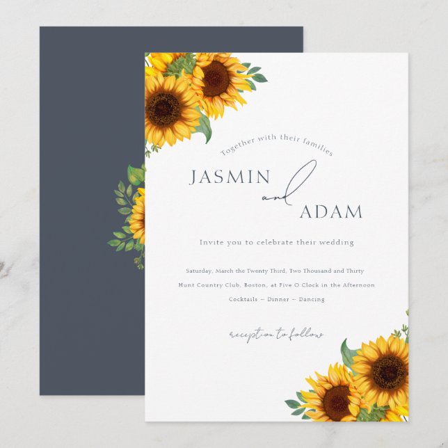 Invitation Mariage Boho Royal Blue Opulence (Devant / Derrière)