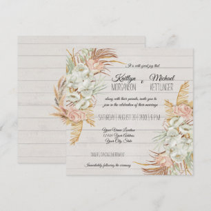 Invitation Mariage BOHO Rustic Floral Pampas Palm Foliage