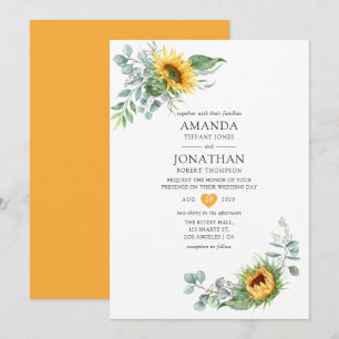 Invitation Mariage Boho Sunflower Eucalyptus