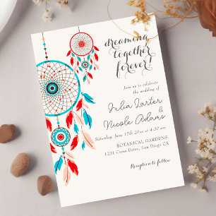 Invitation Mariage Boho Tribal plume Attrape-Rêves
