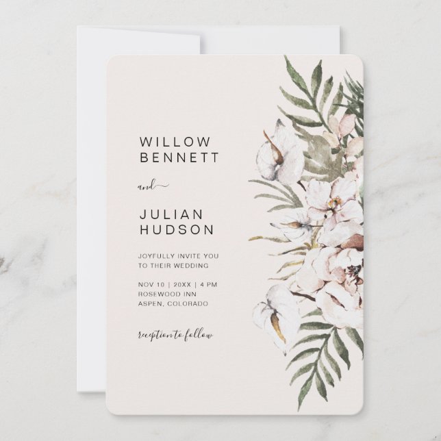 Invitation Mariage boho tropical (Devant)