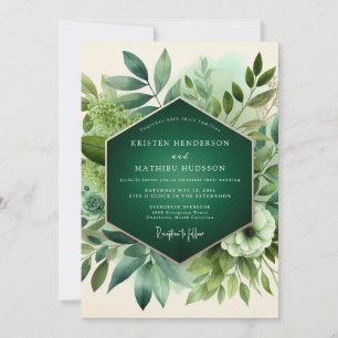 Invitation Mariage Bois Botanique Émeraude