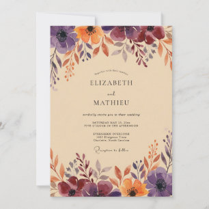 Invitation Mariage Bois de Chêne Chaud au Plum