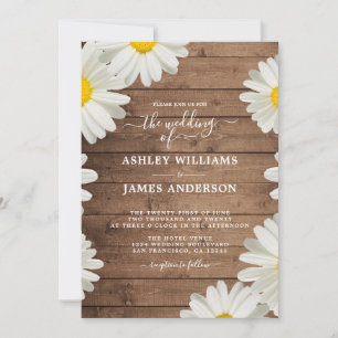 Invitation Mariage Bois de Marguerite Rustique