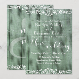 Invitation Mariage Bois Vert Rustique Blanc 2