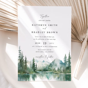 Invitation Mariage Boisé au Lac de Montagne