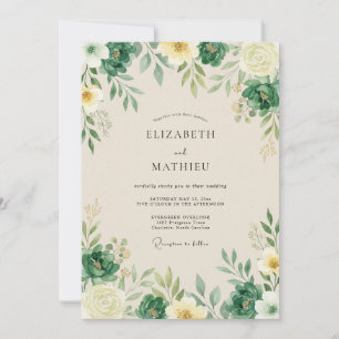 Invitation Mariage Boisé Luxuriant de Vert Émeraude