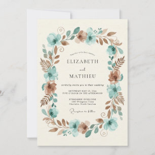 Invitation Mariage Boisé Terreux au Teal Cuivré