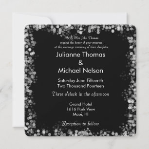Invitation Mariage Bokeh noir et blanc