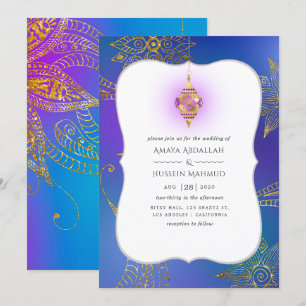 Invitation Mariage Bollywood Arabe Feuille D'Or