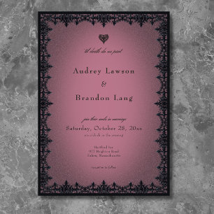 Invitation Mariage bordeaux frontière de fer gothique victori