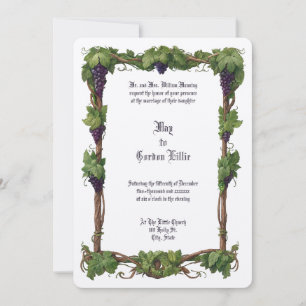 Invitation Mariage Bordure de Couleur Vigne Art Nouveau