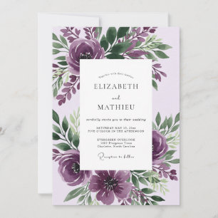 Invitation Mariage botanique à couper le souffle violet