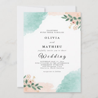 Invitation Mariage botanique à la menthe molle