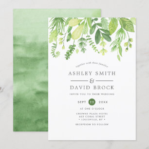 Invitation Mariage botanique à l'aquarelle moderne de verdure