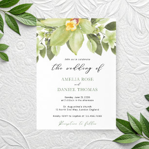 Invitation Mariage botanique à l'aquarelle Orchidée verte