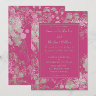 Invitation Mariage botanique aquarelle rose et vert