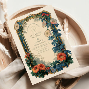 Invitation Mariage Botanique Art Nouveau - Cadre élégant