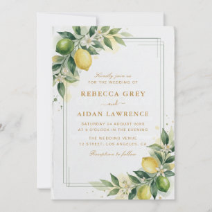 Invitation Mariage botanique au citron vert aquarelle