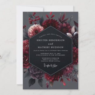 Invitation Mariage Botanique au Grenat Noir