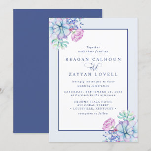 Invitation Mariage Botanique au Succulent Violet Poussiéreux