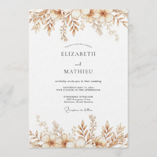 Invitation Mariage Botanique Automnal Sépia