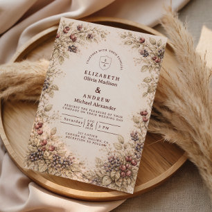 Invitation Mariage Botanique aux Baies Vintage