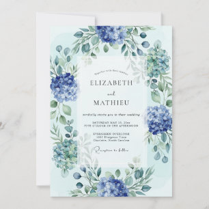 Invitation Mariage Botanique Bleu Céleste Verdoyant