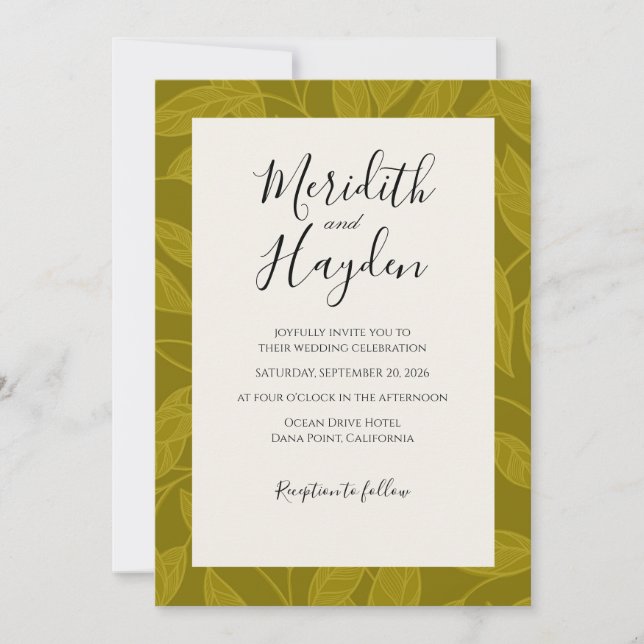 Invitation Mariage botanique boho vert (Devant)