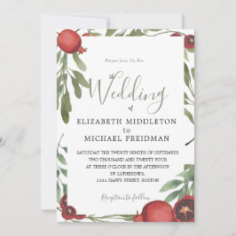 Invitation Mariage Botanique Bourgogne Grenades Feuilles