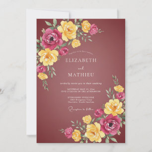 Invitation Mariage Botanique Bourguignon Fleuri