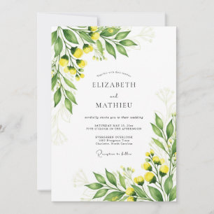 Invitation Mariage Botanique Brillante Jaune