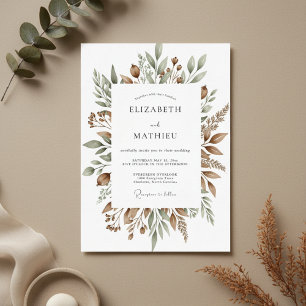 Invitation Mariage Botanique Brun Tan