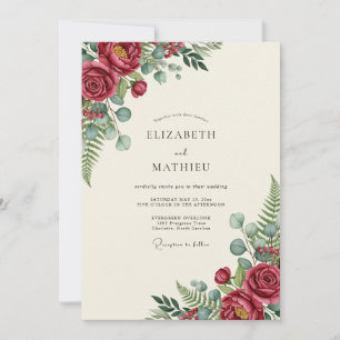 Invitation Mariage Botanique Burgundy Poli