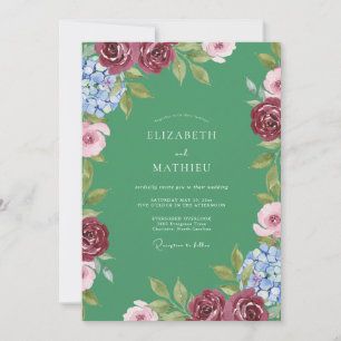 Invitation Mariage Botanique Charme Vert Émeraude